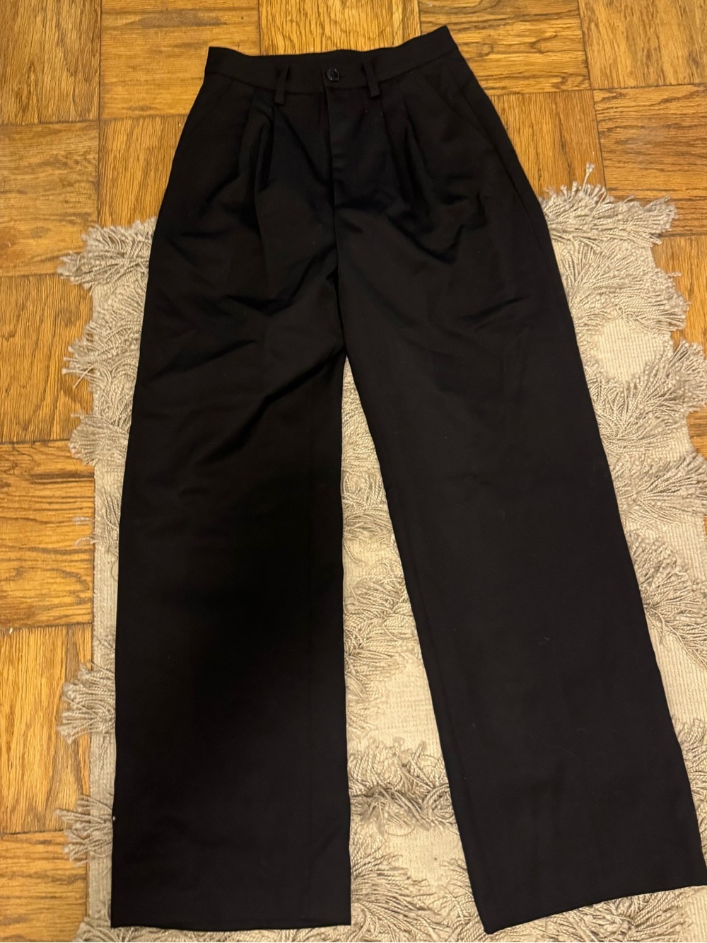 NWOT Anine Bing Black Pleated Wide-Leg Trousers